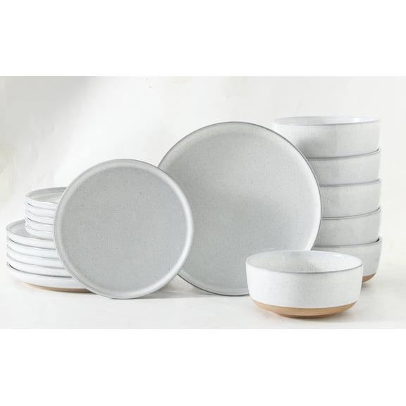 Tikooere 18 Pieces Bowls and Plates Sets, Stoneware Dishes Sets,Microwave and Dishwasher Safe and Scratch Resistant,White