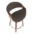thumbnail image 7 of Curvini Mid-Century Modern Counter Stool In Walnut Wood And Charcoal Fabric - Set Of 2, 7 of 7