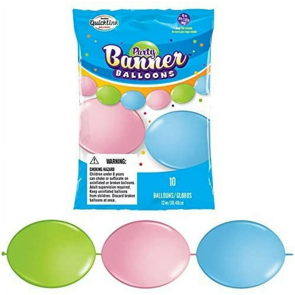 Pastel Assortment 12" Qualatex Quick Link Party Balloon Banner - Up to 10ft