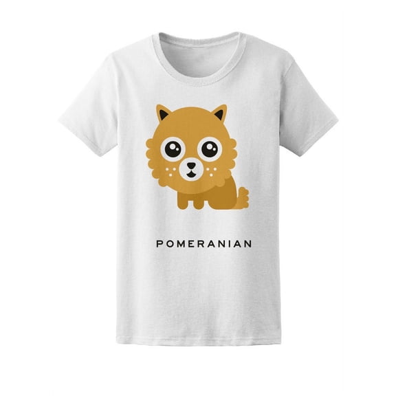 Adorable Pomeranian Cartoon T-Shirt Women -Image by Shutterstock, Female Large