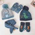 thumbnail image 3 of KAIYANG Gorro de punto cálido con pompones y manoplas de invierno para niños (verde), 3 of 3