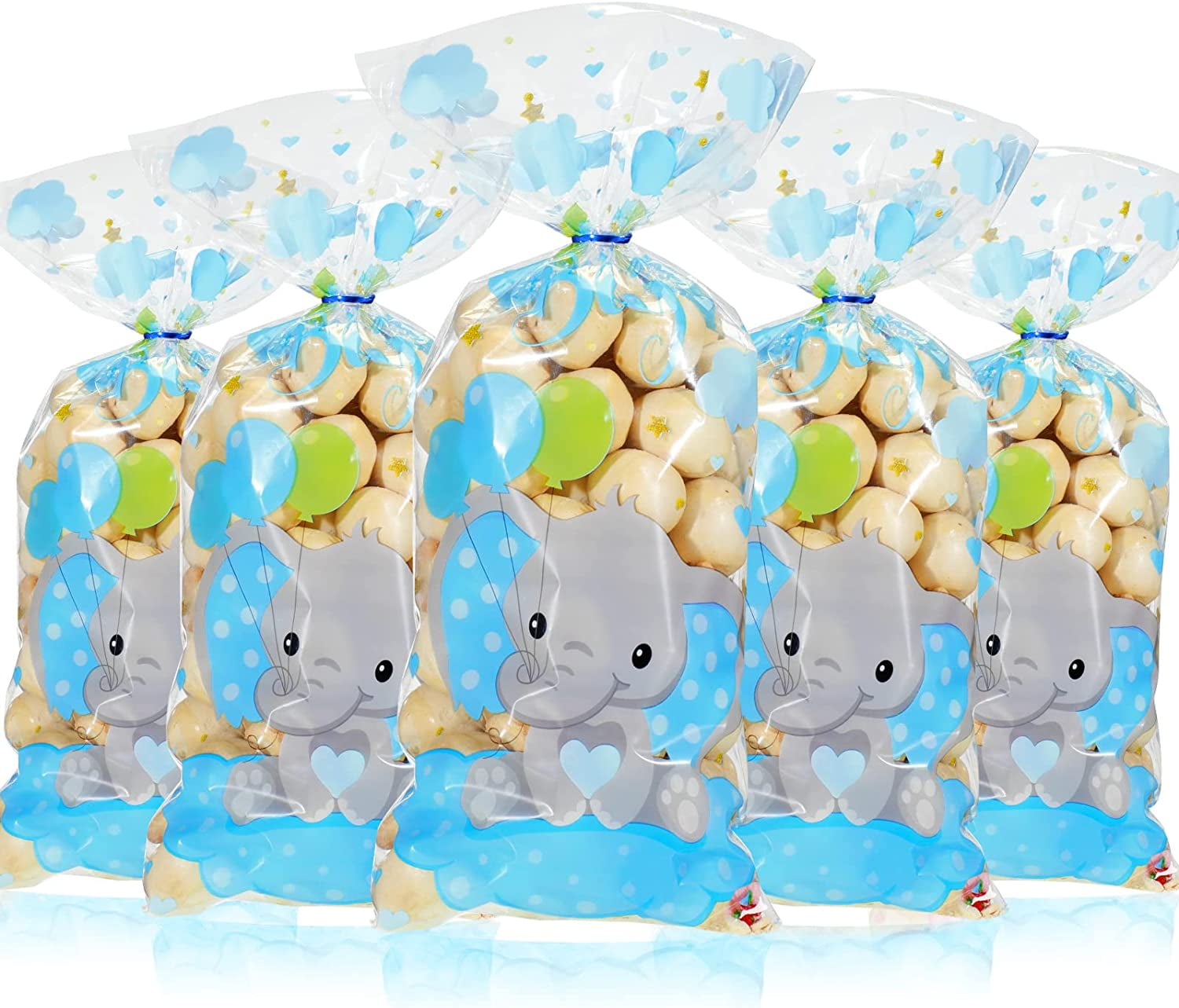 100 Pieces Baby Shower Cellophane Treat Bags Cute Candy Bags Baby