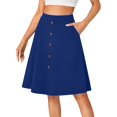 thumbnail image 5 of LWavelet Button-Front Midi Skirt with Side Pockets Women Daily Casual Structured Versatile Bottoms Blue S, 5 of 7