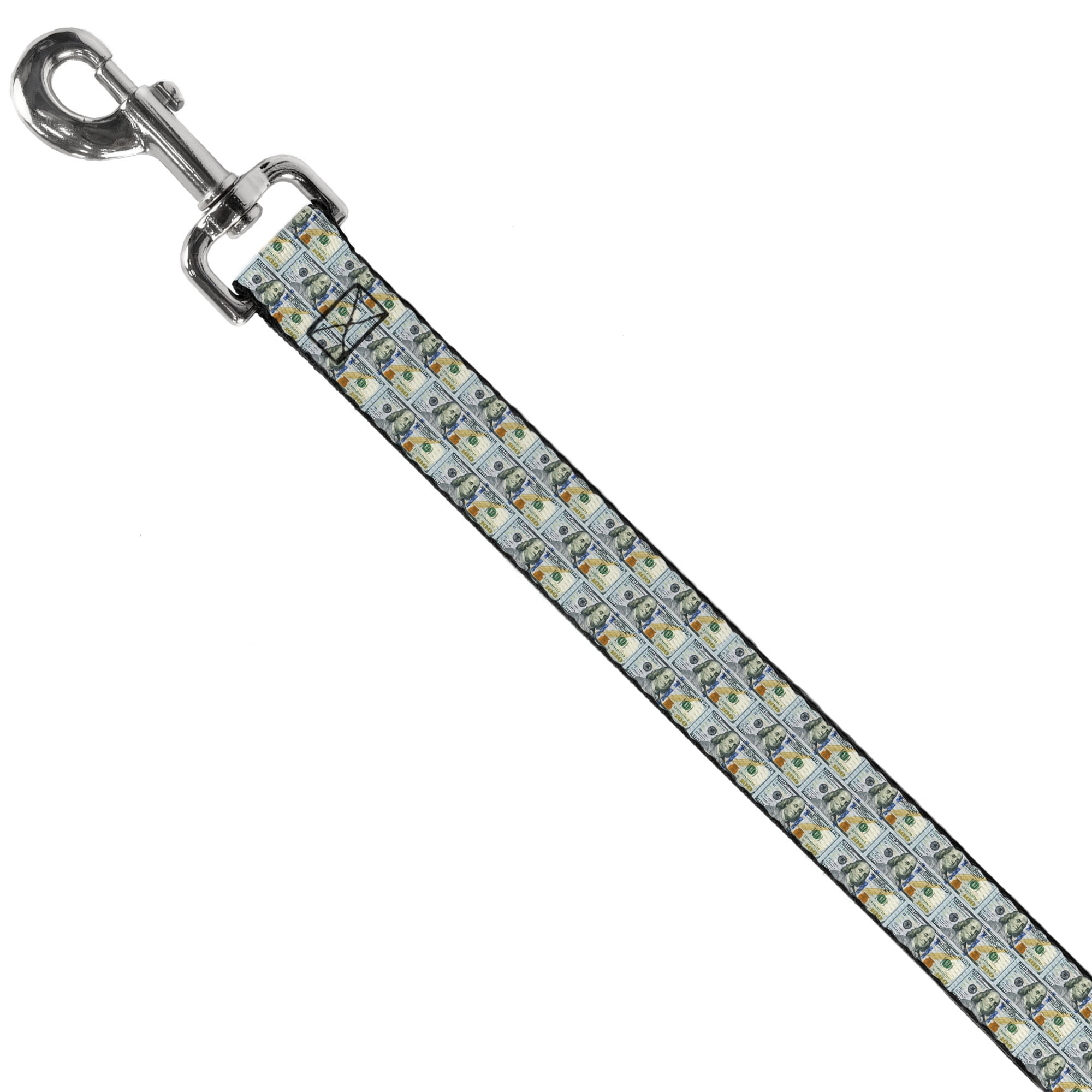 Buckle-Down Pet Leash, Dog Leash, 100 Dollar Bill Series 2009 Repeat, 6 Feet Long 1.0 Inch Wide
