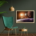 thumbnail image 2 of Galaxy Wall Art with Frame, Space Theme View of the Planets from Earth Science Room Art with Sun and Moon, Printed Fabric Poster for Bathroom Living Room, 35" x 23", Magenta Orange, by Ambesonne, 2 of 2