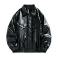 thumbnail image 1 of Men's Leather Motorcycle Jacket - Casual Riding Coat, Synthetic Faux Leather with Multiple Pockets, Full Sleeve Windproof Biker Jacket for Fall Winter Outdoor Casual Wear, 1 of 6