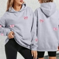 thumbnail image 2 of Yuanlong Womens Hoodies Oversize Pink Bows Pattern Hooded Sweatshirts Outdoor Sporty Long Sleeve Kangaroo Pocket Hoodies, 2 of 4