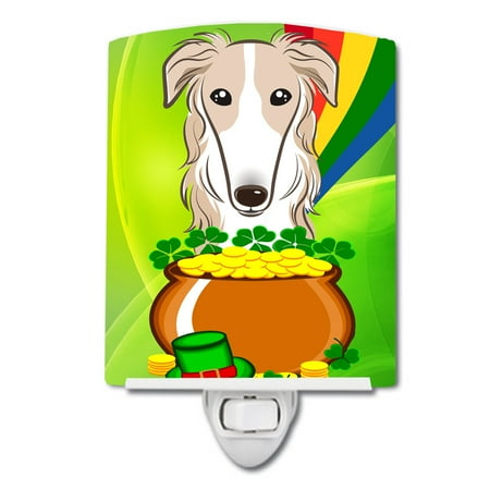 

Caroline s Treasures BB1972CNL Borzoi St. Patrick s Day Ceramic Night Light 6x4x3 multicolor