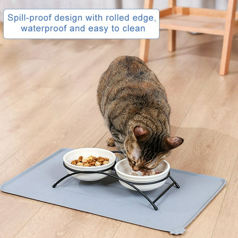 PETLIBRO Dog Food Mat, Safety Silicone Cat Food Mat for Feeder & Fountain,  Waterproof Dog Bowl Mats for Food and Water, Raised Edge Spill Protection