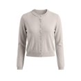 thumbnail image 4 of TOUMENY Women's Cropped Cardigan Button Down Round Neck Long Sleeve Knit Sweater Casual Slim Fit Lightweight Fall Winter Cozy Cardigans Gray XL, 4 of 7