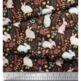 thumbnail image 2 of Soimoi Brown Cotton Duck Fabric Leaves & Rabbit Animal Print Fabric by the Yard 42 Inch Wide, 2 of 3