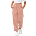 thumbnail image 2 of UACY Girls Sweatpants Baggy High Waisted Cinch Bottom Joggers Fall Fashion Drawstring Athletic Track Pant with Pocket (Light Pink, 7-8 Years), 2 of 7