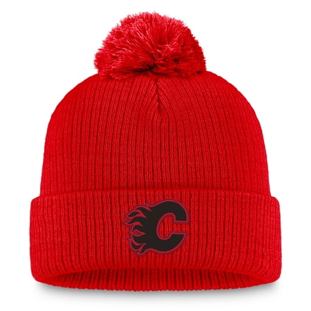 Women s Fanatics Red Calgary Flames Cuffed Knit Hat with Pom