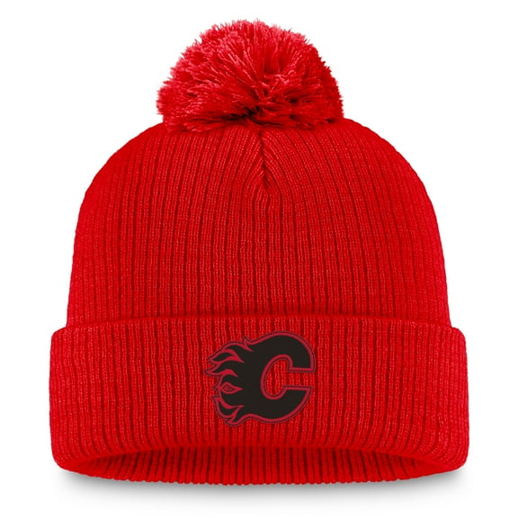 Women's Fanatics Red Calgary Flames Cuffed Knit Hat with Pom