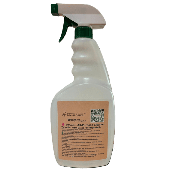 EXTRADEL Large 32 oz Plant‑Based, Non‑Toxic All‑Purpose Cleaner, Odor Eliminating, Essential Oil Scent, Shine‑Boosting