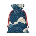 thumbnail image 2 of ZICANCN Christmas Gift Bags, Blue Cartoon Ocean Swell Reusable Fabric Drawstring Storage Bags with Drawstring, Medium Size, 2 of 7