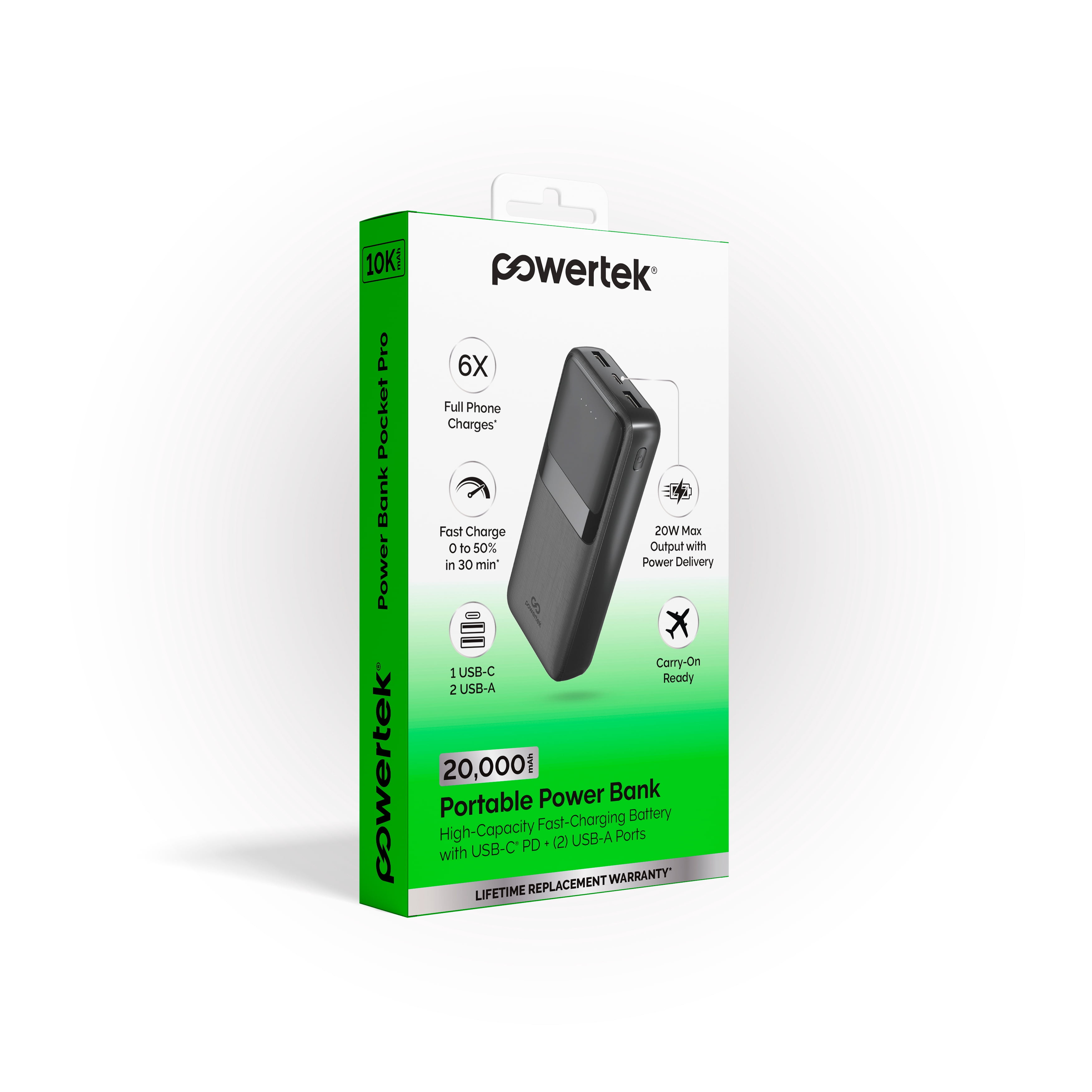 Liquipel Powertek 20,000mAh Portable Charger PD Power Bank with USB-C – Black