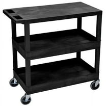 Luxor 18" x 32" Three Shelf Combination Flat/Tub/Tub Utility Cart - Black