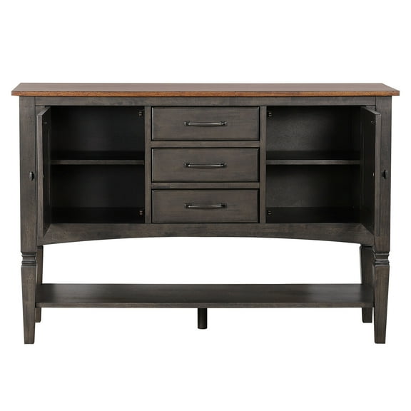 Expandable Dining Table Set - 60-78" Table, 4 Chairs, Storage Buffet - Seats 4-8