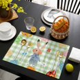 thumbnail image 3 of Spring Easter Placemats Set of 6, Green Plaid Bunny Colorful Eggs Floral Placemats for Dining Table, Place Mats for Kitchen Tabletop, Waterproof Wipeable Dining Table Mats Set, 3 of 9