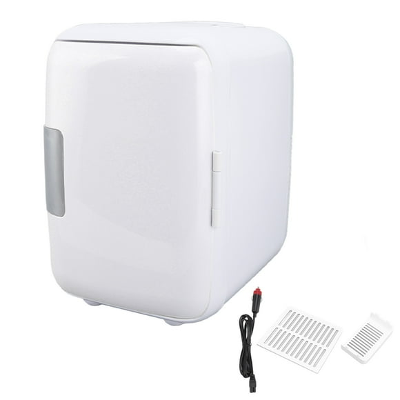 Nevera para coche, 4 litros, almacenamiento de cosméticos ABS duradero, partición desmontable, mininevera portátil para alimentos, cosméticos, coche, color blanco