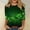Shirts-365Green, variant on St Patricks Day Shirt Women Glittery Print Blouses Dressy Casual Round Neck Tunic Tops Green Bokeh Background Sparkle Shamrock Wear