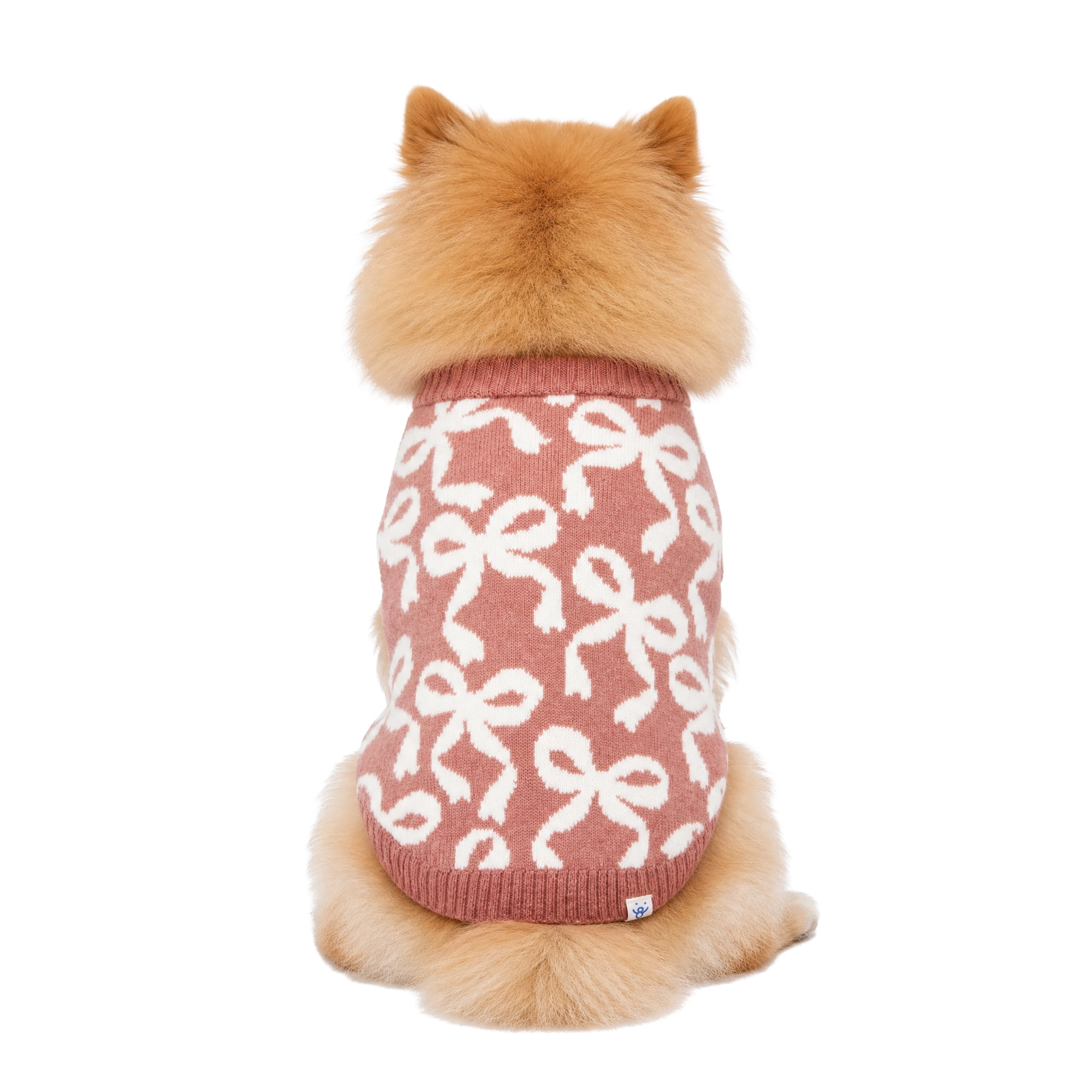 Oodles Bow Jacquard Fall Dog Sweater, Red, Small