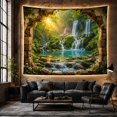 thumbnail image 6 of Sunlit Waterfall Beyond a Vine-Covered Ruin Arch, Serene Fantasy for Nature Lovers, Hidden Forest Decor, Housewarming Gift, Tapestry Wall Hanging for Living Room and Bedroom, 6 of 7