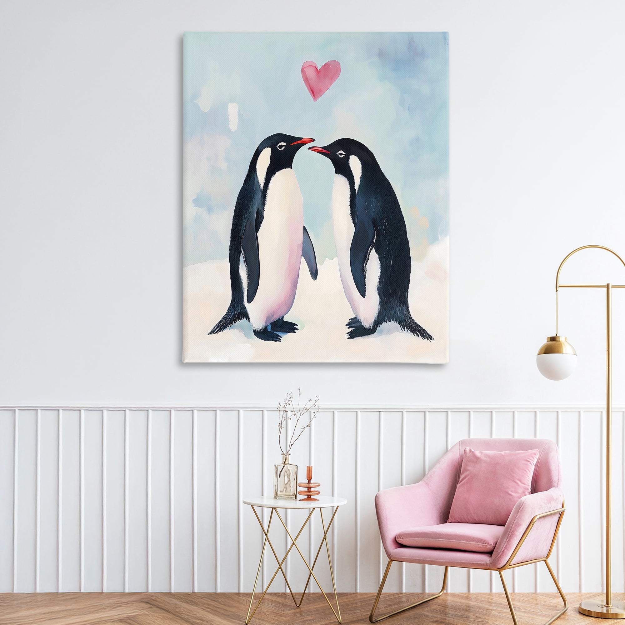 Stupell Industries Penguin Love with Heart Canvas Wall Art, design by The Prints Vibe