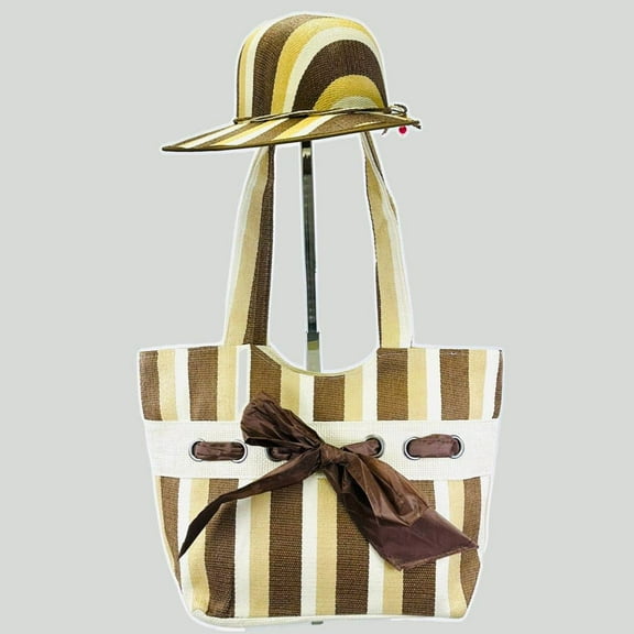 VIA FIORE - 2 In One Tote Bag And Hat Brown