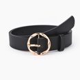thumbnail image 2 of SWSMCLT Women's Faux Leather Belt For Dress Wide Metal Buckle Fashion PU Belt Metal Spring Black One Size, 2 of 5