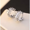 thumbnail image 2 of Exquisite Leaves Diamond 925 Sterling Silver Plated Crystal Zircon Clip Earrings, 2 of 2