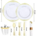 thumbnail image 2 of 350 PCS White and Gold Plastic Plates, Plastic Dinnerware Set for 50 Guests, 100 Disposable Plates, 150 Silverwares, 50 Cups, 50 Napkins for Party, Wedding, Graduation, 2 of 7