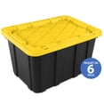 thumbnail image 1 of Sterilite 102 Liter Industrial Tote, Black/Yellow, 6 Pk, 1 of 8