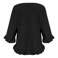 thumbnail image 5 of TaTaai Women’s Casual Round Neck Crinkle Blouse 3/4 Sleeve Loose Fit Solid Color Washed Texture T Shirts Soft Polyester Spring Holiday Wear Gift, 5 of 5