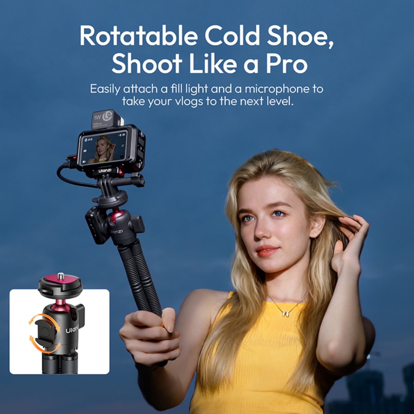 Ulanzi MT91 CKA Quick Release Octopus Tripod Compatible with Camera & Mobile Phone, Flexible Bendable Tripod with Ball Head, Cold Shoe & Wireless Remote for Vlogging, Travel & Live Streaming