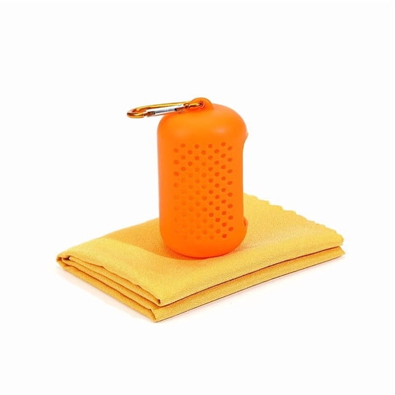 1 Pack Cooling Towels with Silicone Carry Cases, 16x16'' Cooling Towels for Neck and Face Hot Weather Ice Towel Quick Drying Sweat for Sports Yoga Gym Running Fitness - Orange