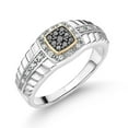 thumbnail image 3 of Gem Stone King Men's 925 Silver and 10K Yellow Gold White Lab Grown Diamond and Black Diamond Ring (0.19 Cttw,, Size 10), 3 of 5