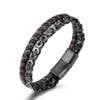 1,Link Chain and Leather Bracelet