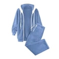 thumbnail image 1 of Zhanying Ensemble 2 Pcs pour Femmes en Molleton à Fermeture Éclair, Veste à Capuche Doublée Sherpa, Pantalon de Survêtement, Ensemble de Survêtement avec Poches Bleu m, 1 of 3