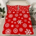 thumbnail image 2 of Homewish Winter White Snowflake 4 Pieces Queen Sheet Sets For Children Teens Adults,Happy Christmas Xmas Ultra Soft Flat Sheet,Festival Theme Queen Fitted Sheet,Super Cozy Room Decor, 2 of 7