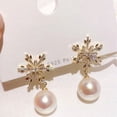 thumbnail image 4 of Pendientes de perlas de copo de nieve de invierno Pendientes exquisitos de otoño e invierno para mujer Pendientes de oreja de estilo coreano s925 Pendientes de oreja elegantes franceses, 4 of 6