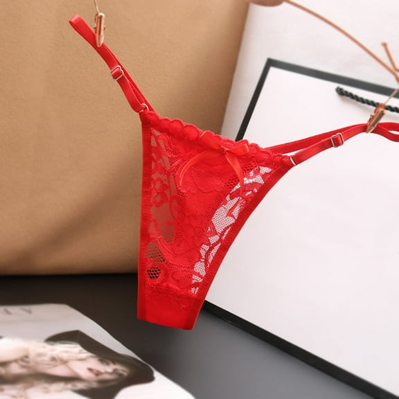Women's Intimates Women'S Underpants Thong Panties Low Waist Lace Briefs Underwear,Red Women's Intimates