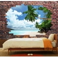 thumbnail image 4 of Wall26 - Large Wall Mural - Tropical Seascape Viewed Through a Broken Brick Wall | 3D Visual Effect Self-Adhesive Vinyl Wallpaper/Removable Modern Decorating Wall Art - 66" x 96", 4 of 6