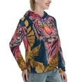 thumbnail image 6 of Wukai Pink Tiger Gold Leaves Print Womens Hoodies Fleece Sweatshirts Long Sleeve Sweaters Pullover Fall Outfits Winter Clothes-XX-Large, 6 of 7
