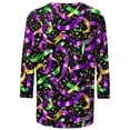 thumbnail image 4 of Mifsaly Womens Mardi Gras Shirts Carnival Mask Print 3/4 Sleeve Tops Comfy Lightweight Festival Blouse Loose Fit Party T-Shirts Spring Summer Going Out Daily Streetwear L, 4 of 7
