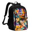 thumbnail image 1 of Balery Abstract Musical Faces Mochila con carga USB para hombre y mujer - Mochila impermeable y antirrobo para portátil con puerto USB para viajes, trabajo, estudios y universidad, 1 of 7