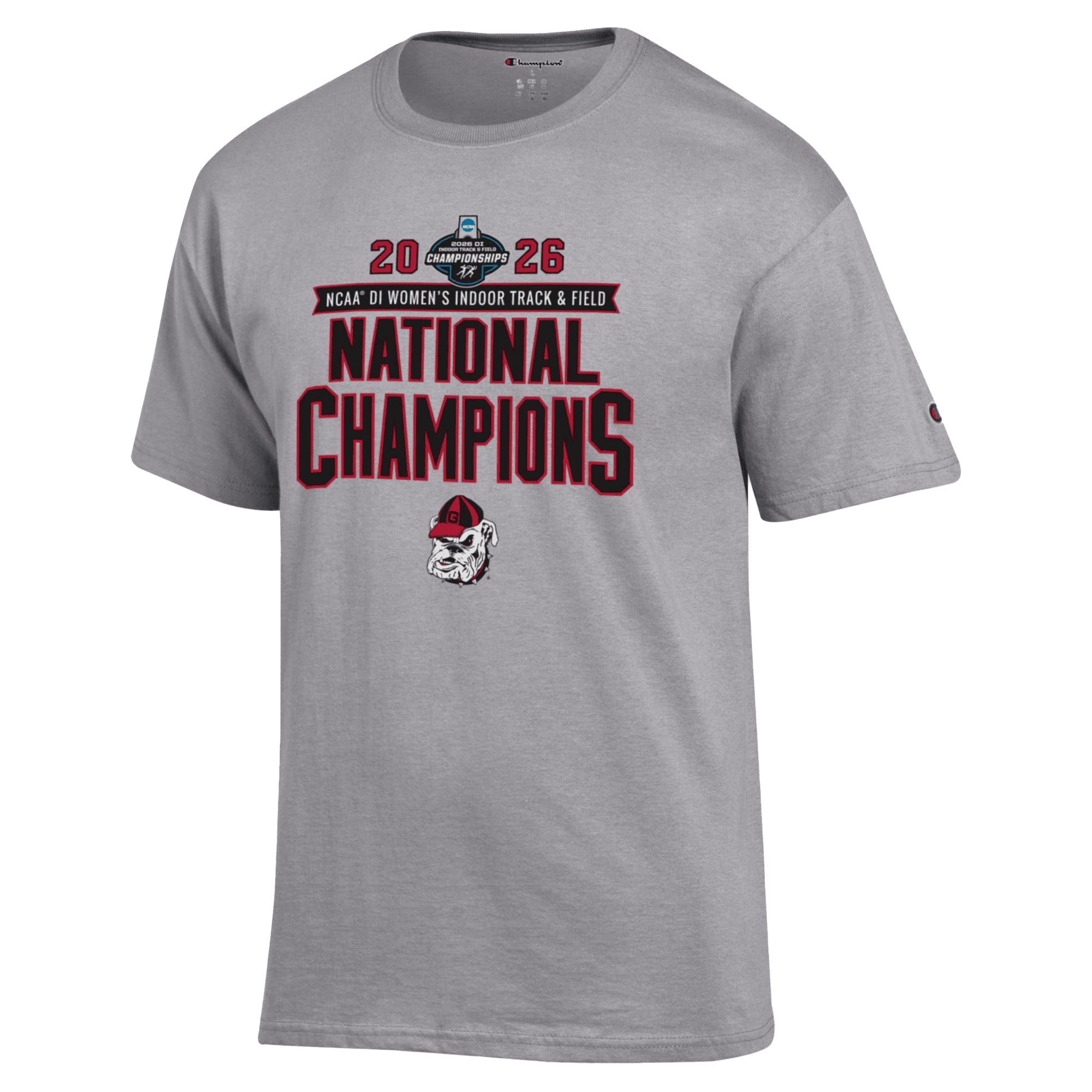 Unisex Champion  Gray Georgia Bulldogs 2026 NCAA Women's Indoor Track & Field National Champions T-Shirt