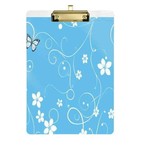 Fashion Clipboard Acrylic Clipboards 12.5 x 9 in Clipboard with metal clips Clip with Retractable Hanging Tab Simple Line Flower