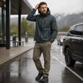 thumbnail image 4 of Youthup Men's Packable Hooded Long Coat - 3D Tailored Loose Fit Outdoor Commuter Jacket with Multiple Pockets, 4 of 13